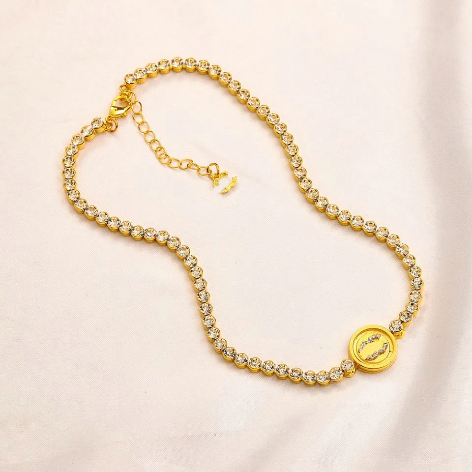 قلادة أزياء قلادة نساء الذهب مطلي بسلسلة الماس مصمم مجوهرات إكسسوارات هدايا