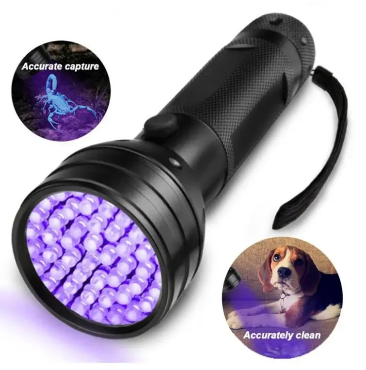 High Quailty 51 UV Ultraviolet LED Flashlight Violet Blacklight Black Light Torch 395 nM Aluminum Shell UV Torch Mini Light flashlightsZZ