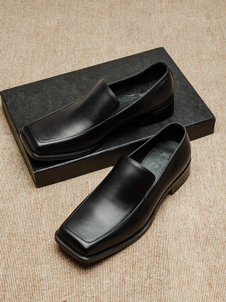 Dress Shoes US 610 Super Soft Luxury Elegant Men's Slip On Leather Mature Man Square Toe Casual Office Oxfords 230814