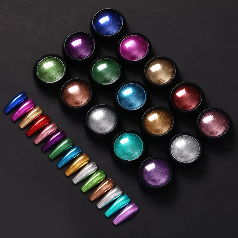 Glitter de uñas Mirror colorido en polvo Metálico Arte Gel Polaco Flakes cromados Decoraciones de polvo de pigmento Manicurería 230814