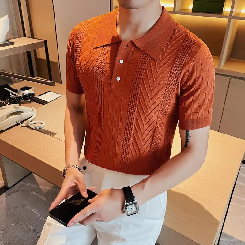 Men's Polos Premium Polo Shirts For Men Designer Short Sleeve Fashion Slim Summer Quality Soft Comfortable Silky Elastic Camisetas Masculino