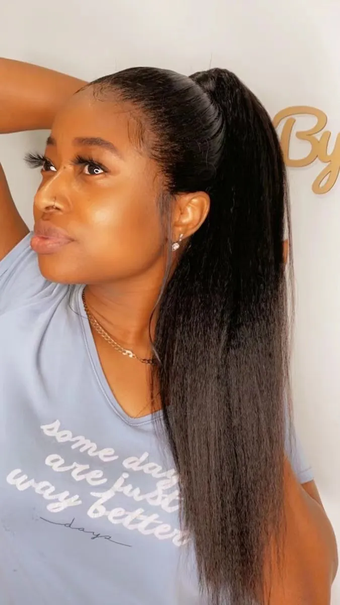 Yaki Straight Human Hair Clip Ins: Italian Brown Kinky Straight