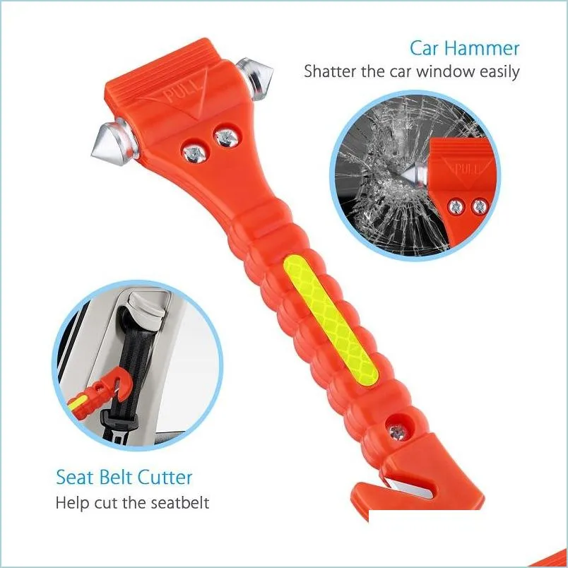 Andere Außenzubehör New Car Safety Hammer Hammer Emergency Escape Tool mit Fensterbrecher und Sicherheitsgurt Cutter Life Saving Survival K DH94I