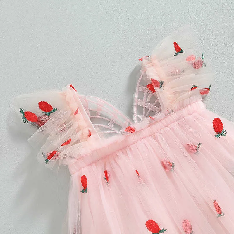 Sukienki dla dziewczynki sukienka dziewczyna letnia sukienka ananasowa druk motylowe skrzydła z rękawem