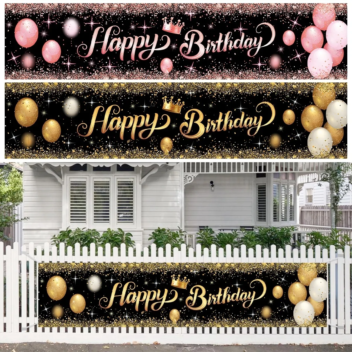 Bandiere Bandiere In Oro Nero Buon Compleanno Banner Decorazione Festa Bandiere Bandiere In Oro Nero Buon Compleanno Banner Decorazione Festa