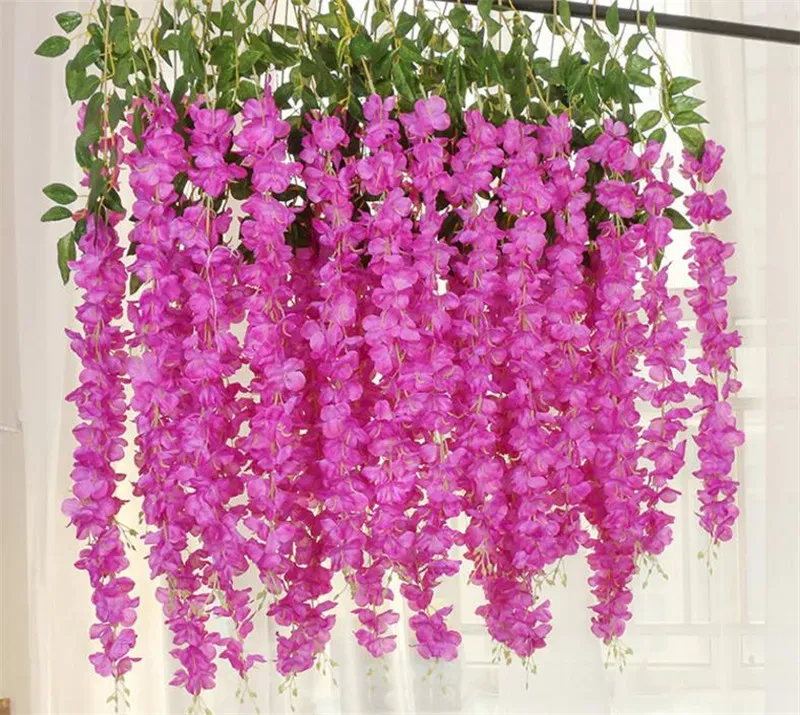 110cm dense wisteria flower artificial silk flower vine elegant wisteria vine rattan for wedding garden home parties decoration