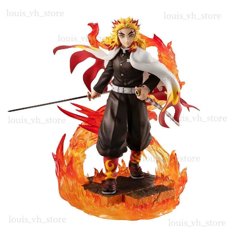 새로운 악마 슬레이어 애니메이션 피겨 Rengoku Kyoujurou Ornaments 모델 동상 PVC 액션 피겨린 22cm 장식 장난감 ldren 선물 T230815