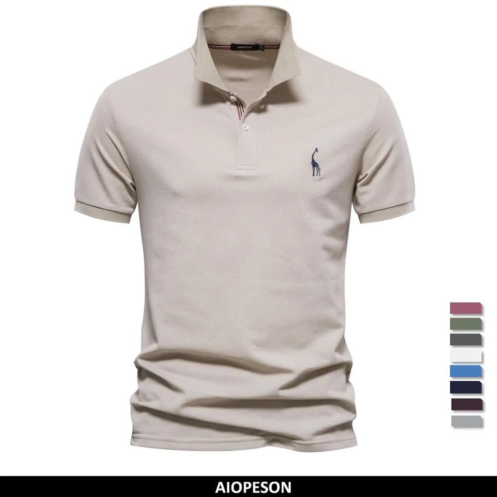 Herenpolo's AIOPESON Merkpoloshirts Katoen voor heren Korte mouw Hoge hoeveelheid effen zomerkleding 230815