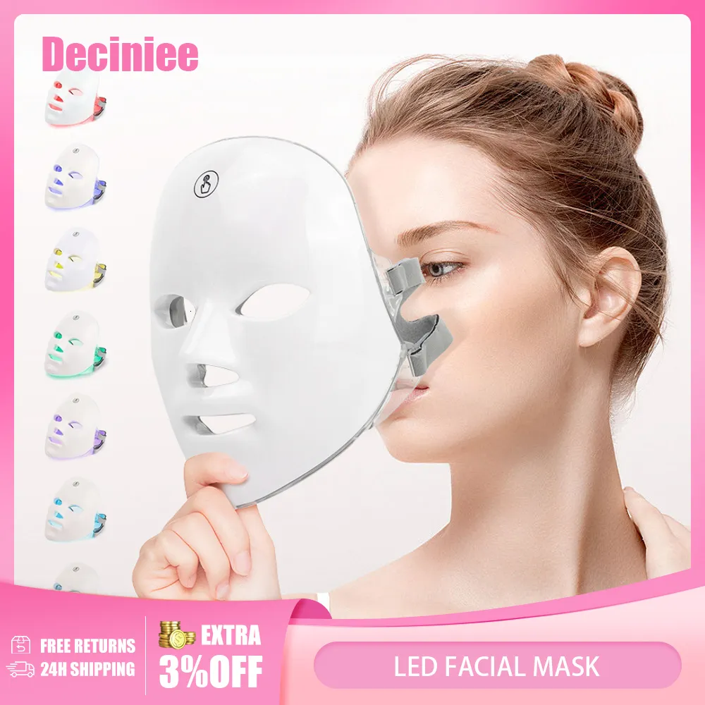 Maska twarzy Maska LED USB Naładowanie 7 kolorów terapia Pontoterapia odmłędność skóry anty trądzik Usuwanie się pielęgnacja skóry.
