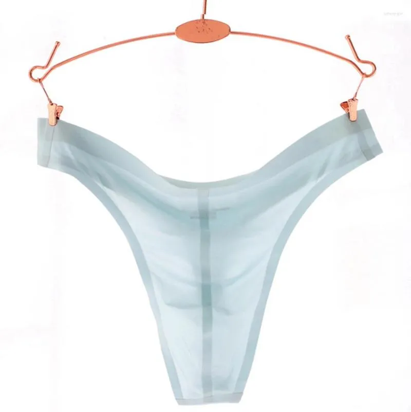 Bretazioni di seta di ghiaccio maschile Underpants Seamless Serence Smoolio G-String Sexy Translucent Caspucce di perizoma Tandro Torna Torna Bikini Mignolo di costumi da bagno bianche