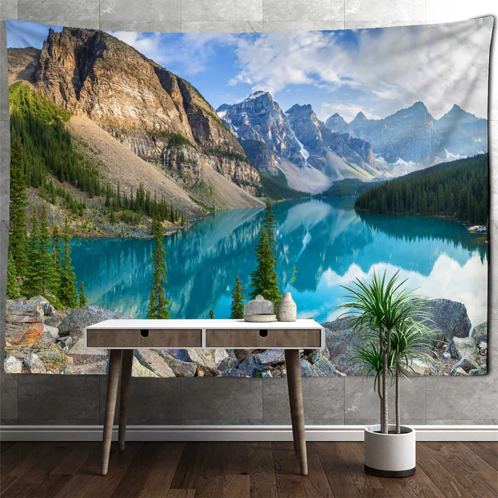 Nature Landscape River Mountain View Mountain Wall Tapestry Wall Hanging For Bedroom And Living Room Decor Hippie Design R230815 From Mengyang09 15.99 DHgate.Com