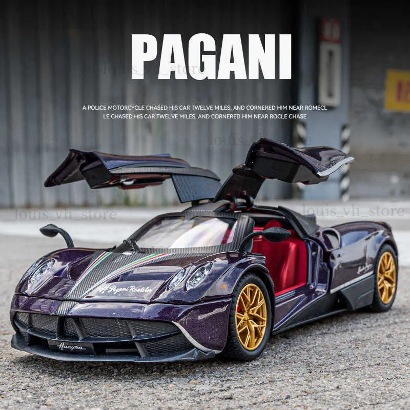 1 24 Pagani Huayra Dinastia Supercar Auto Auto Auto Auto Collezione Model Carichi di auto e giocattoli leggeri per Ldren T230815