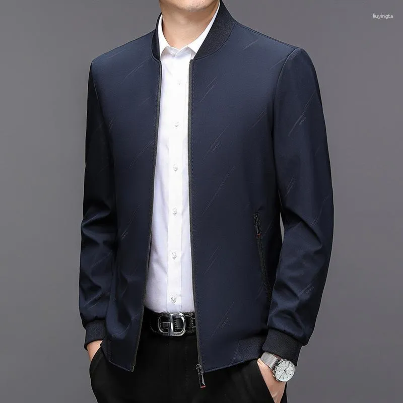 Herrenjacken Tfetters Brand Männer Jacke Fashion Business Casual Print Stand Collar Coats 2023 Herbst Langarm Reißverschluss auf