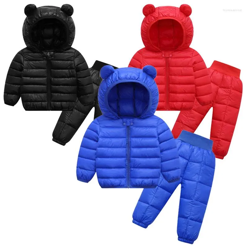 Clothing Sets Autumn Winter Children Set Baby Boys Girls Cotton Hooded Down Jacket Pants 2Pcs For Kids Snowsuit Warm Costume 0-5T