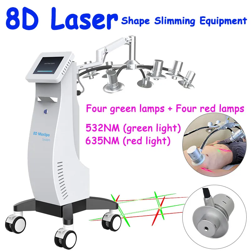 Professional Laser Slimming Fat Burn Body Contouring Fat Removal 8D Lipolaser Machine Red Green Light CE Approve