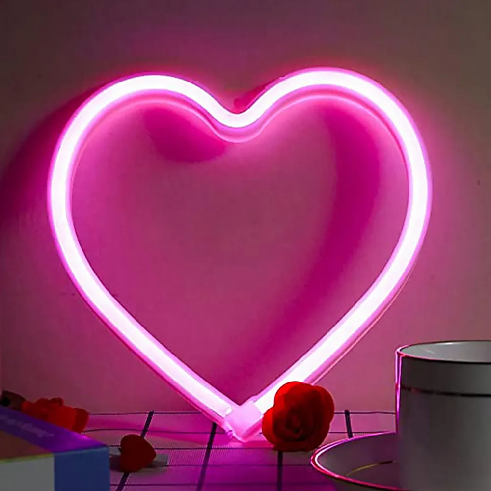 Andere Veranstaltungsparty liefert Herz Neonzeichen Batterie Batterie Dual Powered LED Light Home Dekoration Valentinstag Wanddekoration Jahr Weihnachtsgeschenk 230815