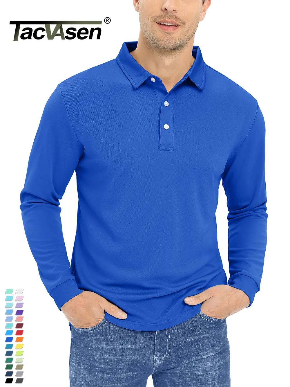 Mens Polos Tacvasen långärmad snabb torr tshirts andningsbara sport tees casual golf polo skjortor arbete tshirt pullover tops man 230815