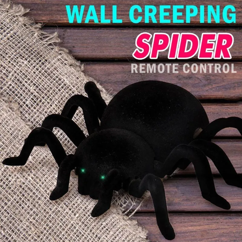 Electricrc Tiere Schwarze Fernbedienung Klettern Spinnen Scary Wolf Roboter Realistische Neuheit Toys Halloween Geschenke für Kinder 230814