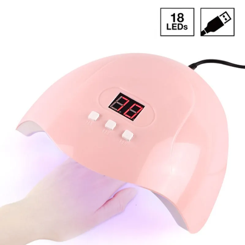 Nageltorkar Portable Pink Dryer Machine UV LED -lampa 306090S TIMER USB CABLE HEM ANVÄND GEL LACK TOOL 230814