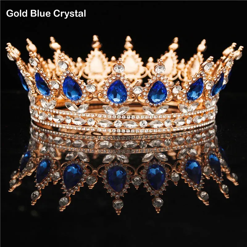 Bridal Crystals Headpieces Vintage Royal Queen King Tiaras and Crowns Men/Women Pageant Prom Diadem Hair Ornaments Wedding Hair Jewelry Accessories