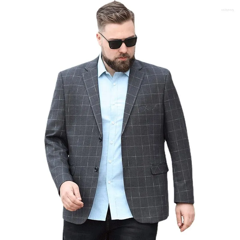 Męskie garnitury Przyjazd Spring Spring Casual Plaid Suit z dodatkowym zwiększeniem trendu mody odzieży wierzchniej Plus XL- 8xl 9xl