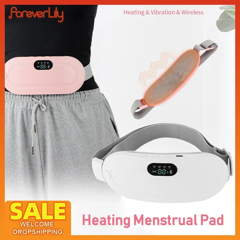 Period Heating Pad for Cramps-Portable Cordless Vibrating  Menstrual,Electric Small USB Heat Pad,Waist Belt Wearable Period Pain  Simulator for