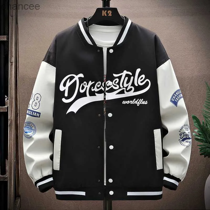 Hip Hop Varsity Baseballjacken Herren Modebriese gedruckte Patchwork -Mäntel Harajuku Casual Lose College Style Jacke Unisex HKD230815