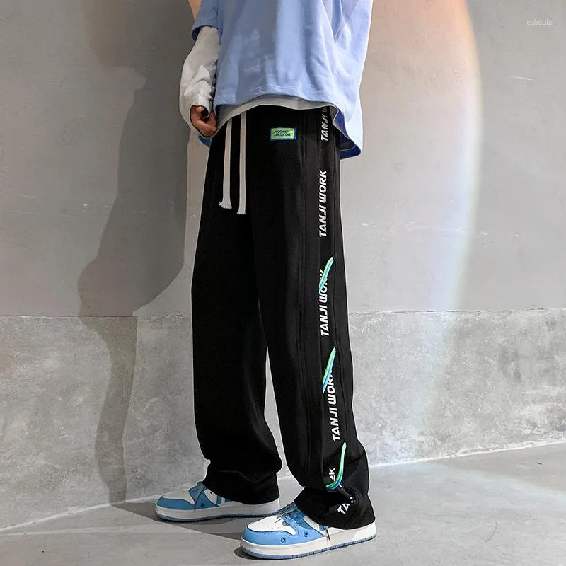 Pantaloni maschili versione coreana dritta tubo design verticale pantaloni di nicchia estate high street sport sports fash fashion maschi sottili