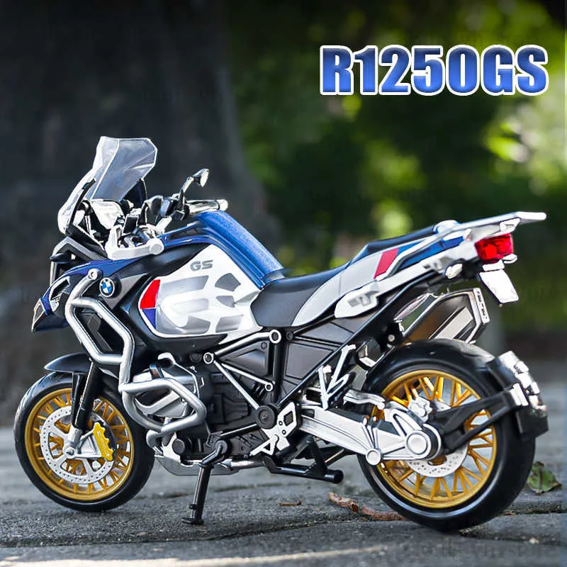 1 12 BMW R1250GS ADV Motorcycles Simulation Motorycle Model Model Screatbers Sound و Light Collection Car Car Gift T230815