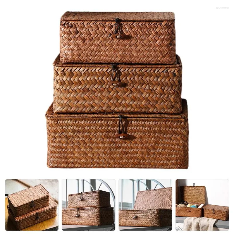Storage Bags Finishing Basket Portable Case Decorative Bins Lids Small Desktop Organizer