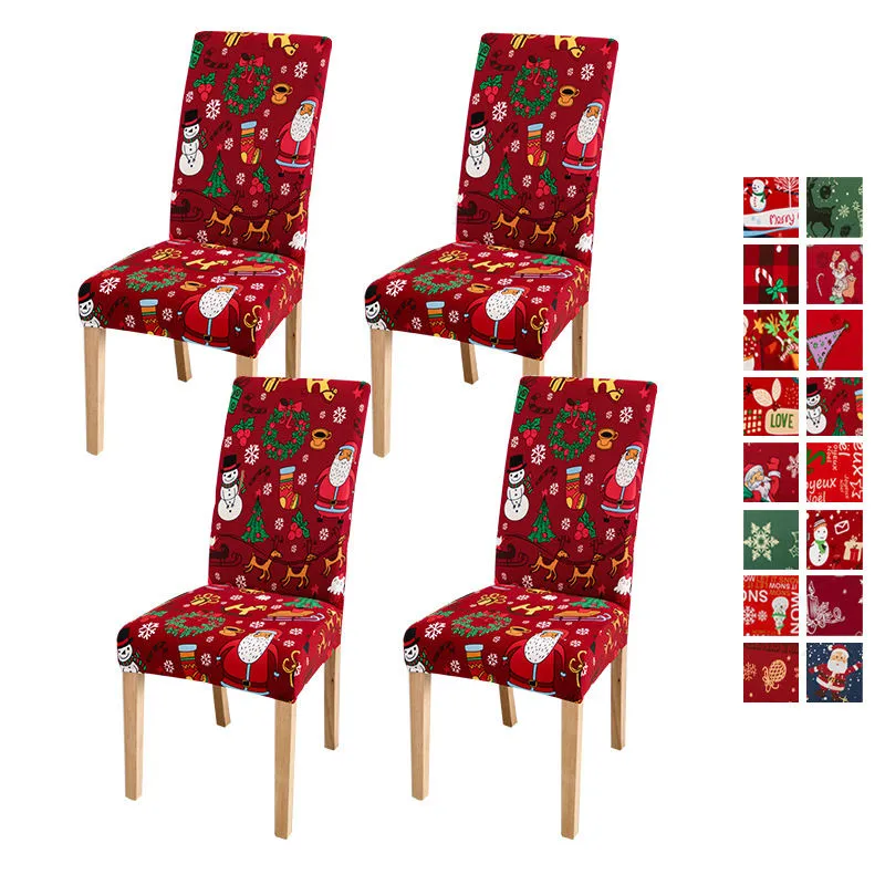 Dining Room Chair Covers for Christmas Decoration Stretch Removable Table Seat Slipcovers for Restaurant Holiday Festival Party