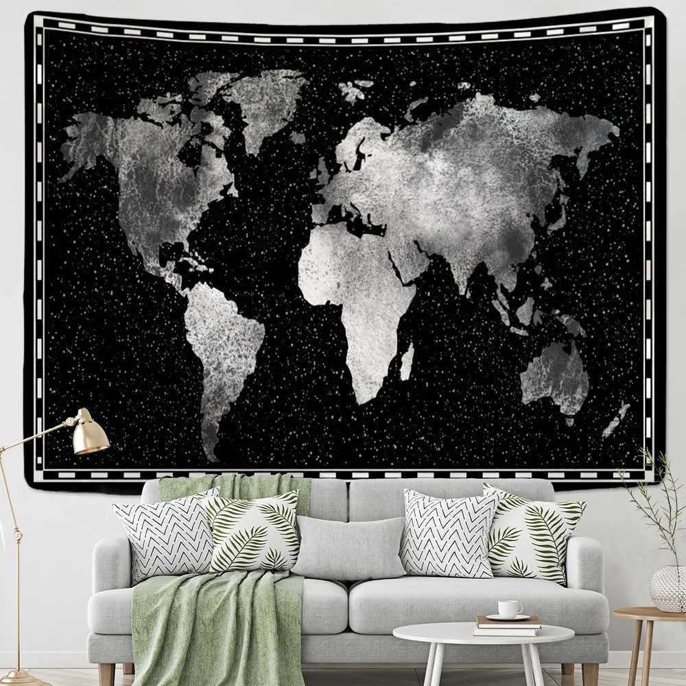 Tapestries World Map Land Plate Wall Hanging Tapestry 3D Print Geometric Decor Painting Beach Towel Sleeping Pad Yoga Blanket Mat