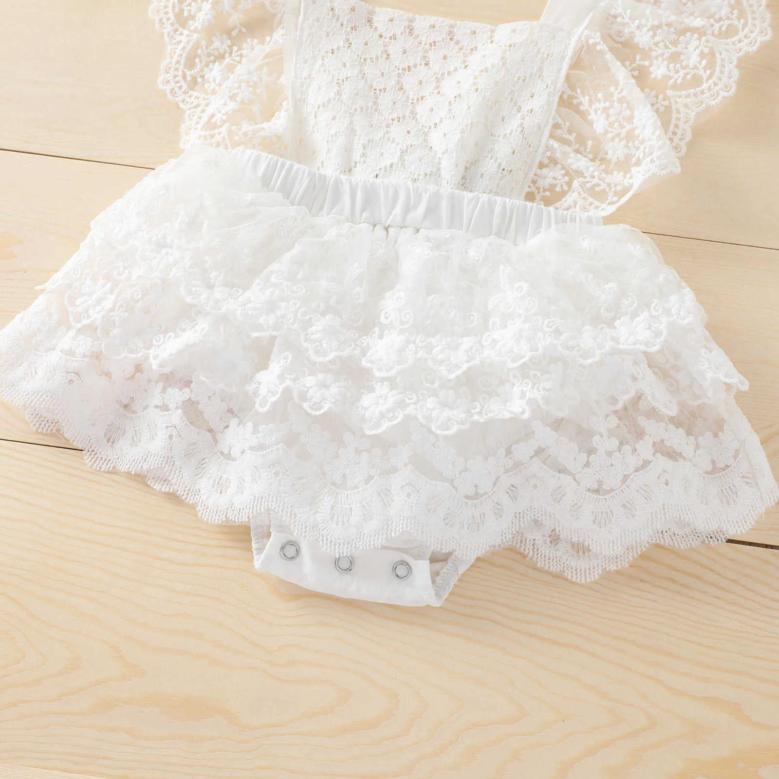 Girl's Dresses Fashion Summer Clothing Newborn Baby Girl Sleeveless White Romper Jumpsuit Dress Layered Outfits Clothes 0-24M