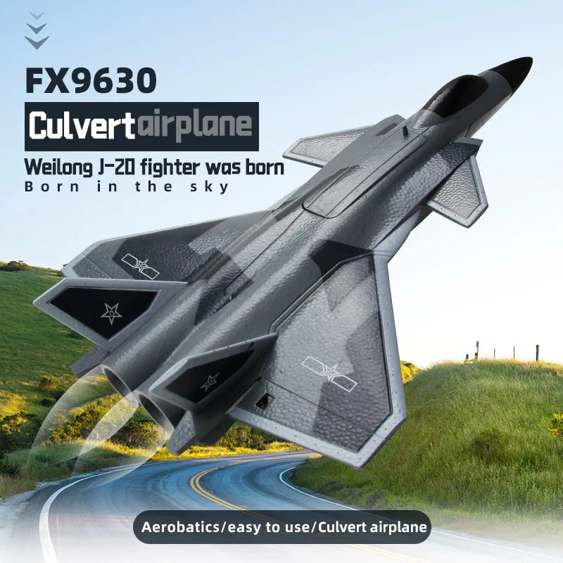 Aeronave Modle 24g Flying Bear FX9630 Culvert de quatro canais J20 Controle remoto Weilong Fighter Modelo de asa fixa Toy 230815