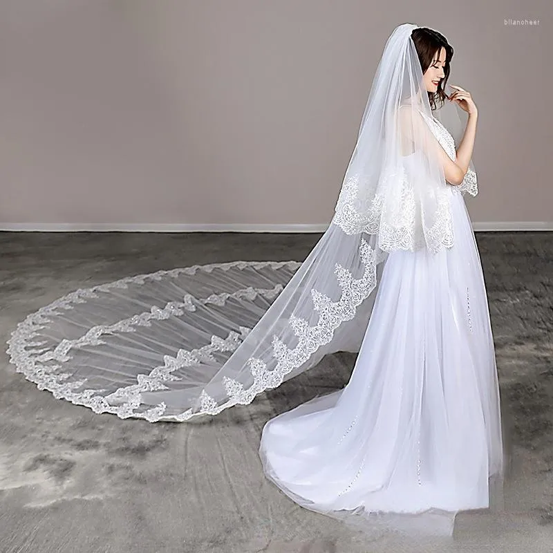 Bridal Veils Long Main Wedding Dress Veil Double Layer 4 M Three-Layer Large Tailing Korean Trailing