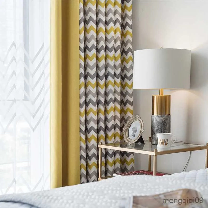 Zasłony zasłony w salonie żółte rozebrane spersonalizowane zasłony sypialni Cortina do okien Drape Wystrój domu Sheer Curt R230815