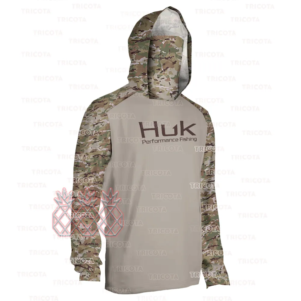 Outdoor T-shirts Huk Visserijoverhemden Men Zon Bescherming Jerseys met lange mouwen Zomer UPF50 High Performance Viskleding Anti-UV Visserij T-shirt 230814