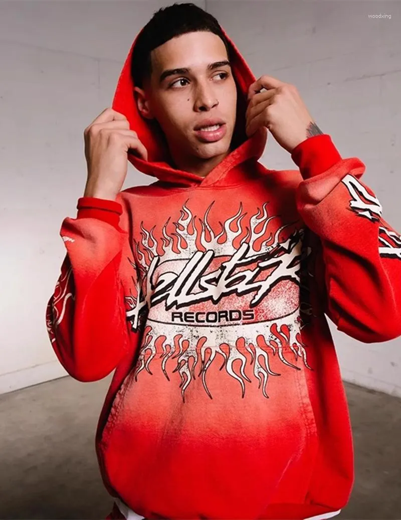 Men s Hoodies Red Vintage Hellstar Studios Hoodie Men Women Nice Washed Oversized Pullovers Gym