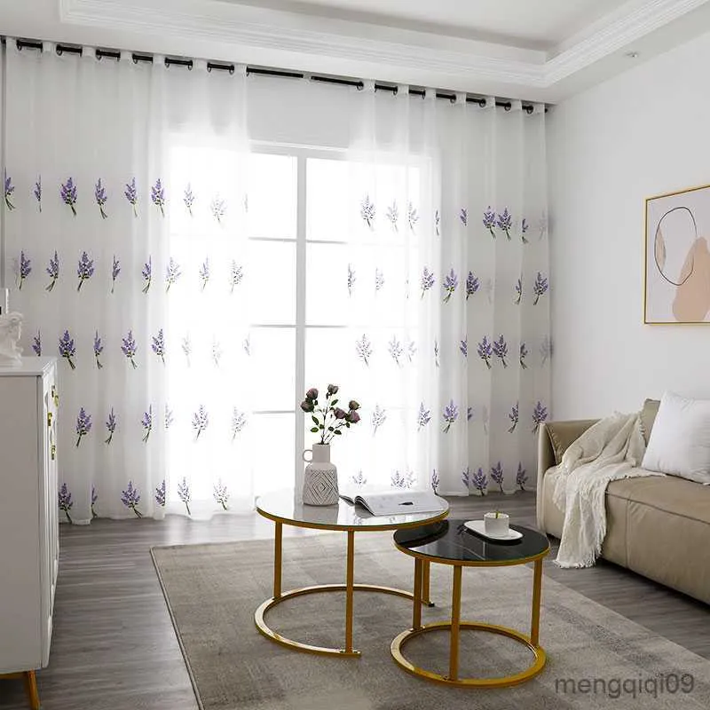 Tende moderne tende in tulle ricamato a lavanda viola per la cucina del soggiorno tende per finestre trasparenti per tende per sala da letto personalizzate R230815