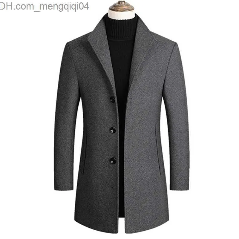 Herrarna Down Parkas Men's Wool Blended Coat Helen's Pea Coat Spring/Summer 2022 Ny fast färg Högkvalitativ Herr Ulljacka Luxury Brand Clothing Z230816