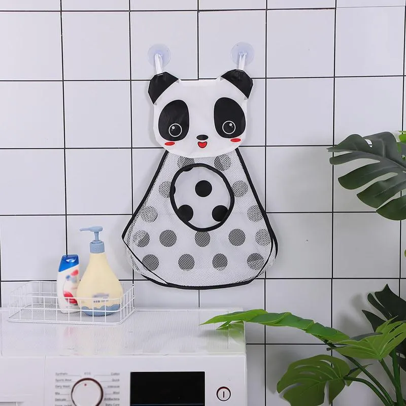 Stume da stoccaggio Cartoon Panda Bareggio e acqua giocattolo Borse per giocattoli Bagno con succhiaio Durevole Basket Basket Organizzatore a letto sotto il letto