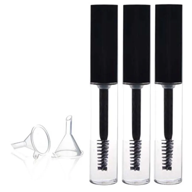 3ML Empty Mascara Tube Lip Balm Gloss Growth Oil Bottle Tubes Vials Containers with Wands Brushes and Rubber Inserts, Funnels for Casto Foal