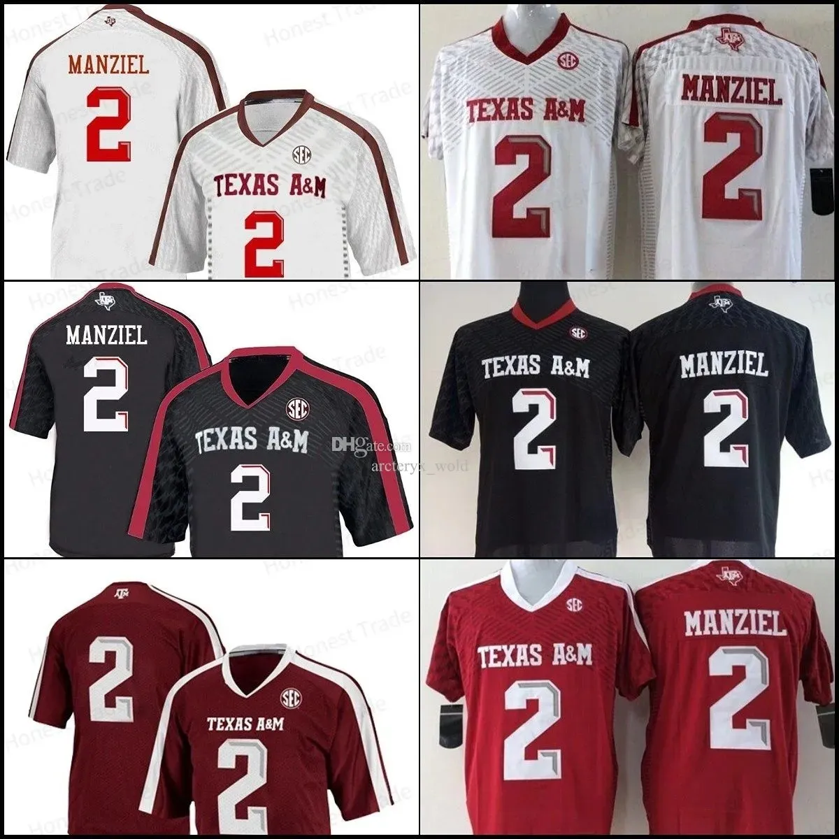 Men Texas Am Aggies College Futebol Jerseys 2 Johnny Manziel University