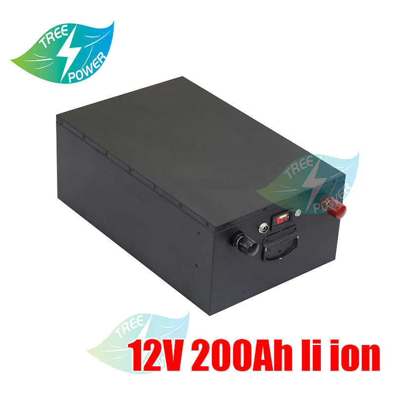 12V 200AH Lithium Li Ion Battery Pack ingebouwd BMS voor 2000W zonnestelsel/elektrische boot/RV/zonnepaneel+oplader