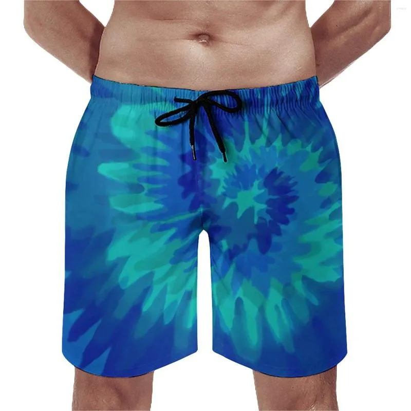 Shorts masculinos Blue Tie Tye Board Abstract Print Classic Beach de praia Oversize Trunks masculino