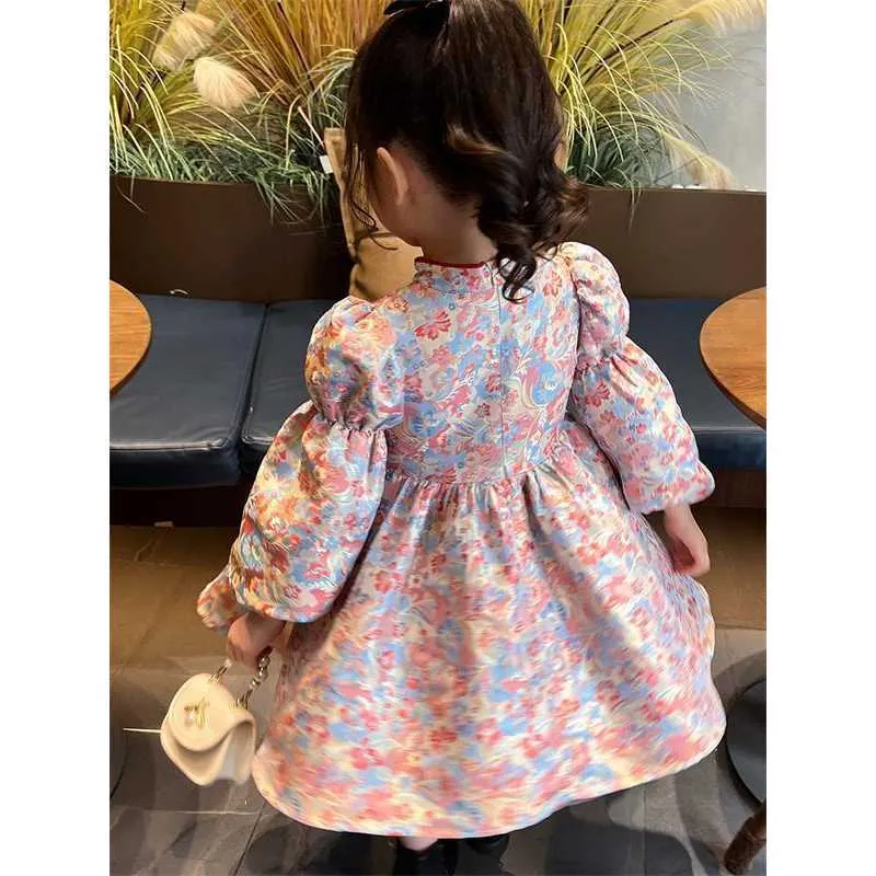 Abiti da ragazza Abito da ragazza Gonna cheongsam di Hanfu per bambine Abito primaverile nuovo abito da principessa floreale per bambini