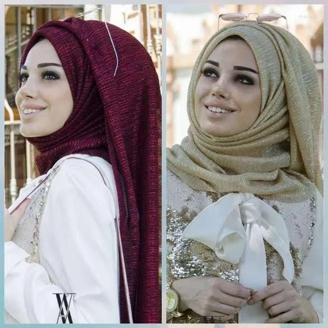 Roupas étnicas Moda de moda muçulmana lenço feminino glitter lurex xale longa dubai arab lady pashmina islâmica cabeça 180x75cm