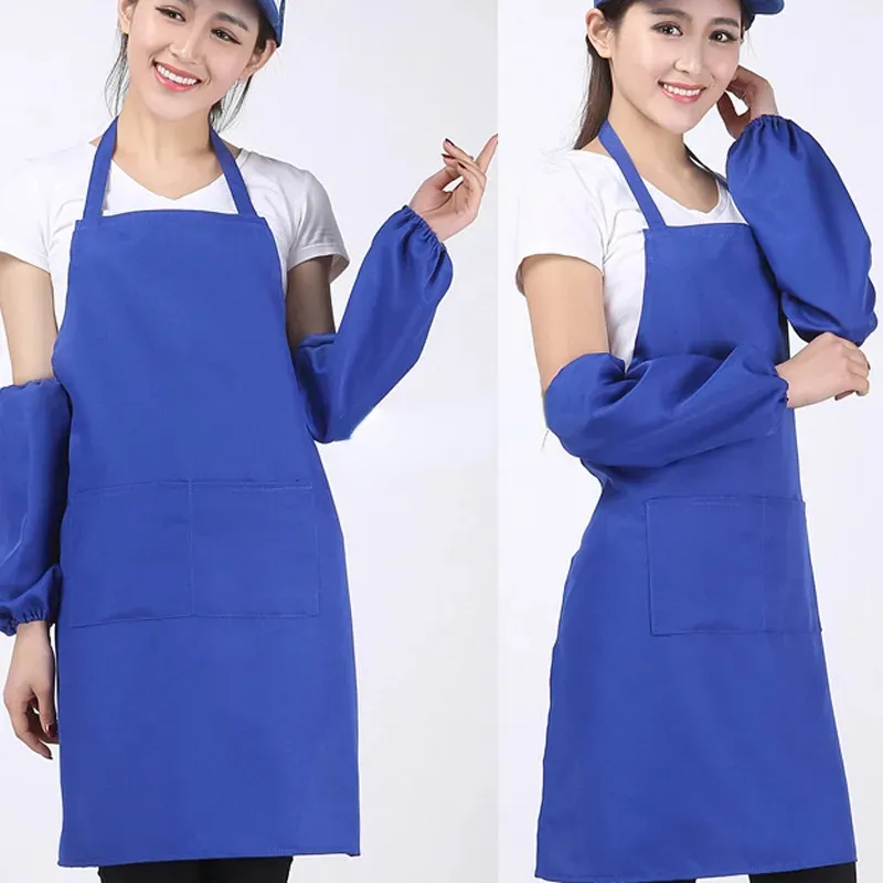 Top Pocket Craft Cooking Baking Aprons Household Adult Art Painting Solid Colors Apron Kitchen Dining Bib