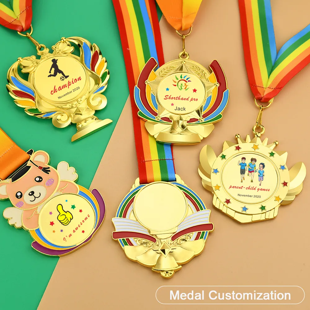 Objetos decorativos Figuras 1 PPCS Medalla para niños Medallas de oro  Ganador Premio Premio del Juego de Niños Premios escolares de recuerdos