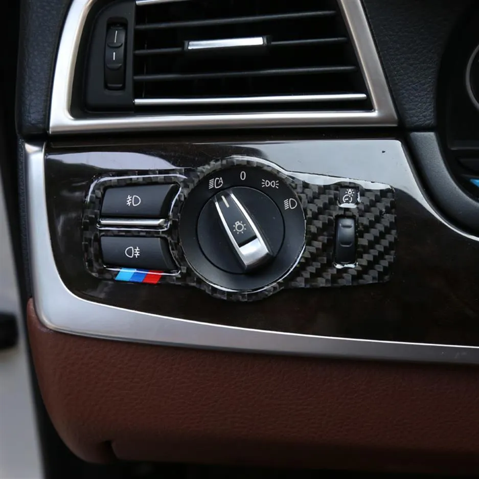 BMW X3 X3 X4 F25 F26 5 7 SERİ 5 GT F10 F07 F01 Karbon Fiber Far Anahtarı düğmeleri dekoratif çerçeve kapak2317